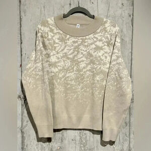 Athleta Jacquard Merino Wool Crew Sweater Size Small